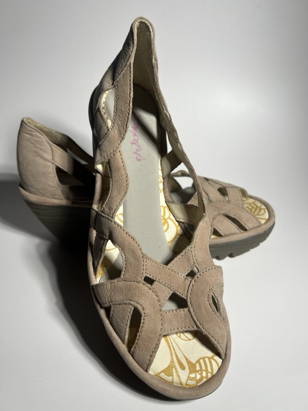 Fly London Yadi Leather Wedge Shoes Olive Green Women’s EU 38 US 7.5 - Picture 13 of 14